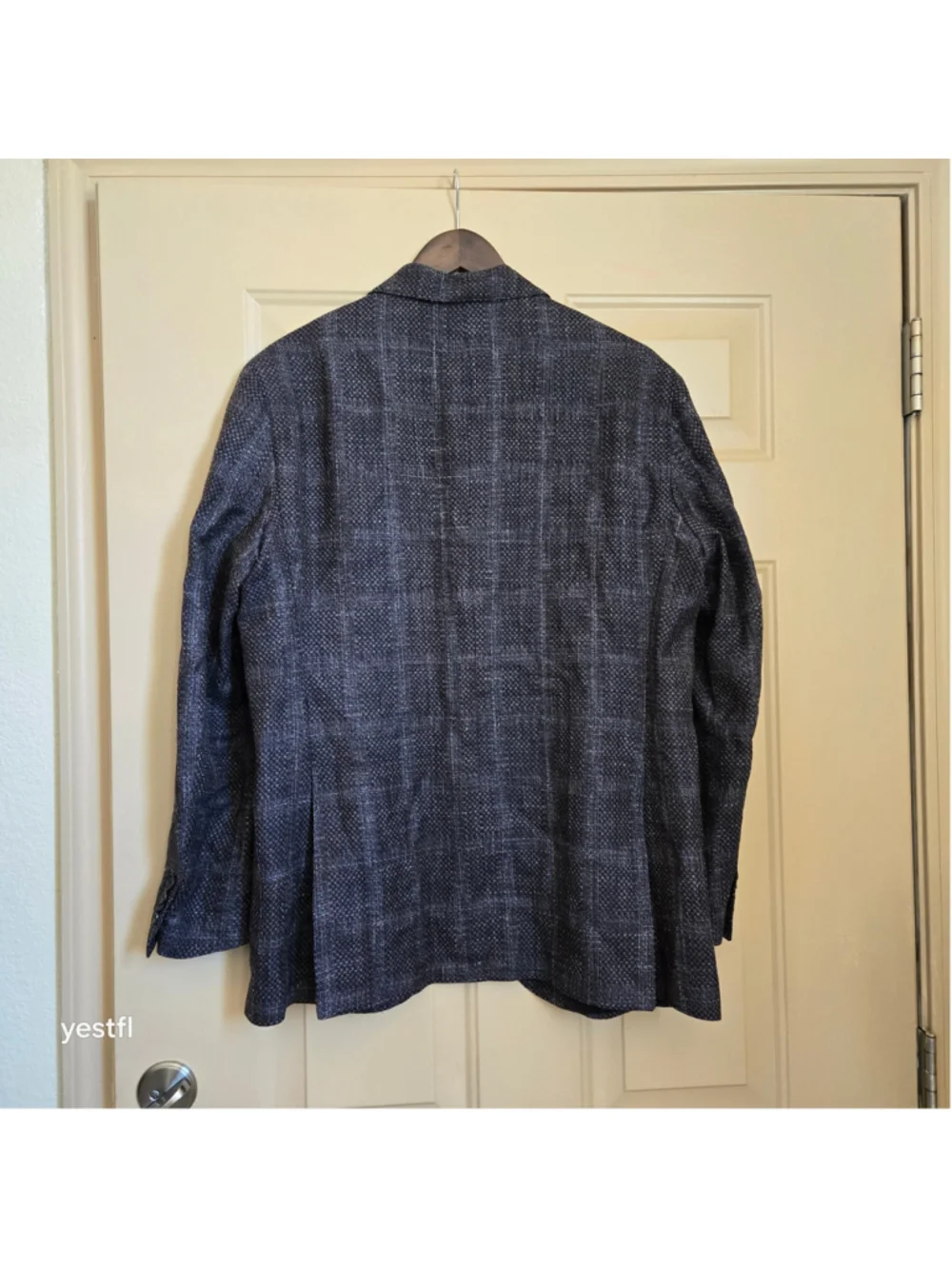 Etro Sport Coat Blazer, Grey and Blue, Paisley Lining 54 44R wool linen silk